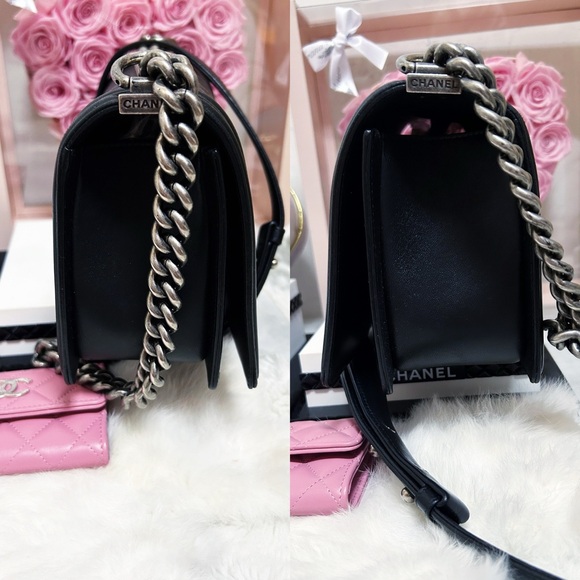 Authentic CHANEL Black Medium Ruthenium Calfskin Classic Le Boy Bag - Picture 8 of 15